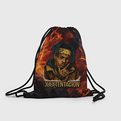 Рюкзак-мешок XXXTentacion на фоне огня, цвет: 3D-принт