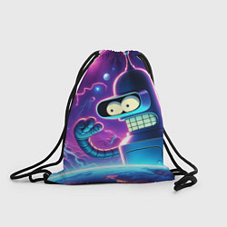 Рюкзак-мешок Bender in neon space - cartoon Futurama, цвет: 3D-принт