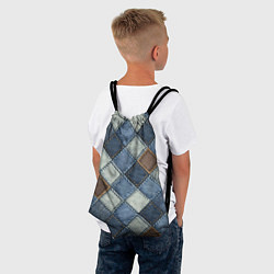 Рюкзак-мешок Джинсовый пэчворк ромбовый узор, цвет: 3D-принт — фото 2
