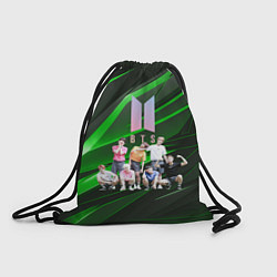 Мешок для обуви BTS на черно-зеленом фоне