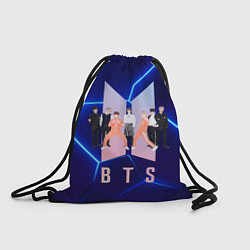 Рюкзак-мешок BTS на темно-синем фоне, цвет: 3D-принт