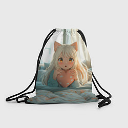 Рюкзак-мешок Аниме девушка в кровати с сердцем, цвет: 3D-принт