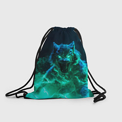 Рюкзак-мешок Волк с зелеными глазами, цвет: 3D-принт