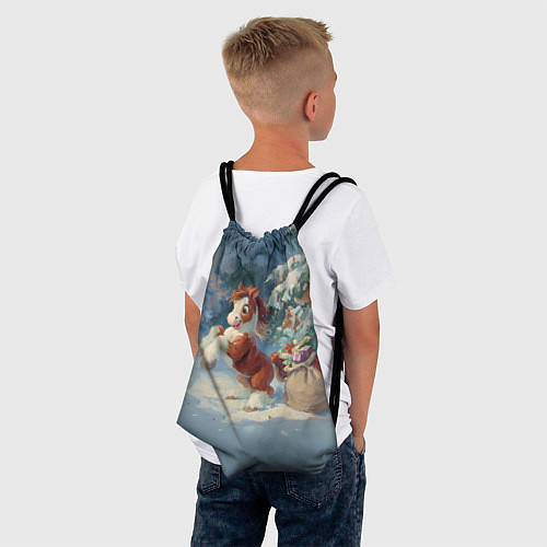 Мешок для обуви Лошадка с подарками в лесу / 3D-принт – фото 4