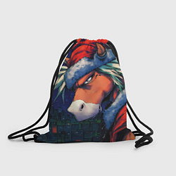 Рюкзак-мешок Уставший новогодний конь, цвет: 3D-принт