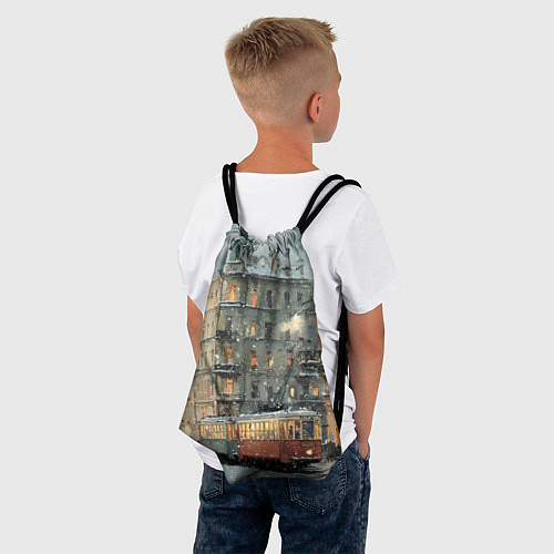 Мешок для обуви Трамваи в зимнем Санкт-Петербурге / 3D-принт – фото 4