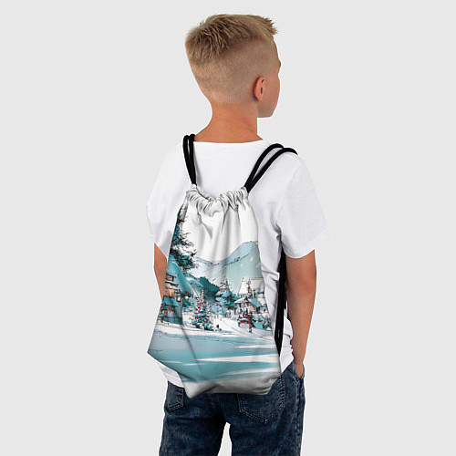 Мешок для обуви Дома и елки - Новый год / 3D-принт – фото 4