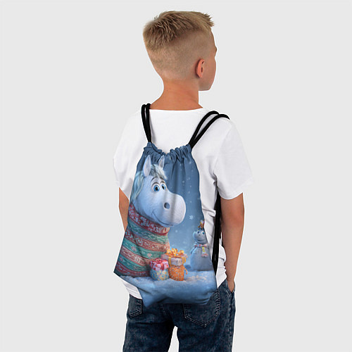 Мешок для обуви Новогодняя лошадь с подарками / 3D-принт – фото 4