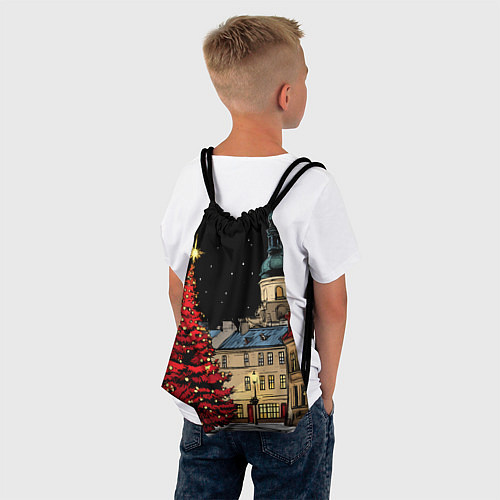 Мешок для обуви Красная новогодняя елка / 3D-принт – фото 4