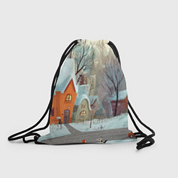 Рюкзак-мешок Милый новогодний дворик, цвет: 3D-принт
