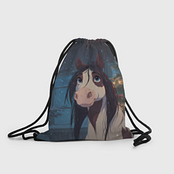 Мешок для обуви Белая пятнистая новогодняя лошадка