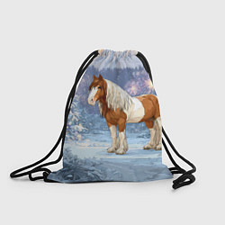 Рюкзак-мешок Новогодняя лошадка в лесу, цвет: 3D-принт
