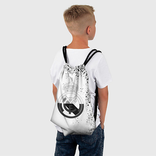 Мешок для обуви Реал Мадрид черно белые краски / 3D-принт – фото 4