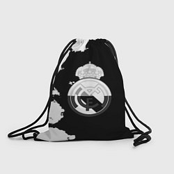 Рюкзак-мешок Реал Мадрид черно белые краски, цвет: 3D-принт