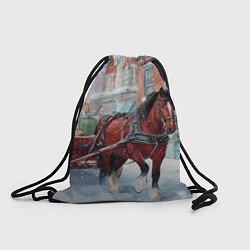 Рюкзак-мешок Лошадка с новогодней повозкой, цвет: 3D-принт