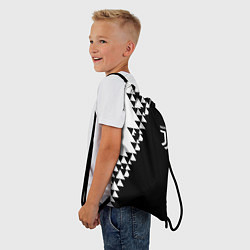 Рюкзак-мешок Juventus черно белая геометрия текстура, цвет: 3D-принт — фото 2