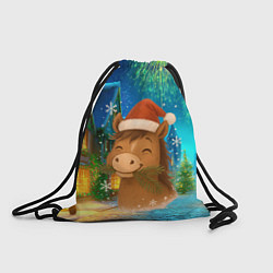 Мешок для обуви Новогодняя лошадка жует елочные ветки