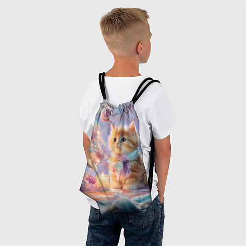 Мешок для обуви Маленький котенок встречает Новый год / 3D-принт – фото 4