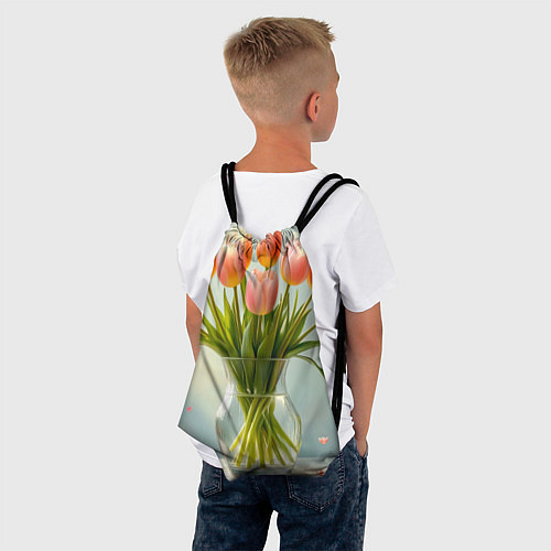 Мешок для обуви Нежно-розовые тюльпаны в лучах весны / 3D-принт – фото 4