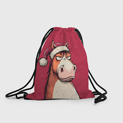 Рюкзак-мешок Комичная новогодняя лошадь, цвет: 3D-принт