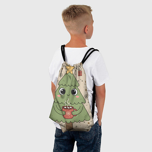 Мешок для обуви Новогодняя елочка с горячим шоколадом / 3D-принт – фото 4