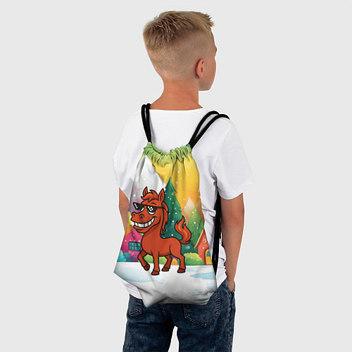 Мешок для обуви Красная лошадка в очках подмигивает 2026 / 3D-принт – фото 4