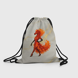 Рюкзак-мешок Красная огненная лошадка походка по подиуму, цвет: 3D-принт
