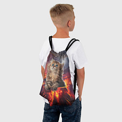 Рюкзак-мешок Кот на вулкане, цвет: 3D-принт — фото 2