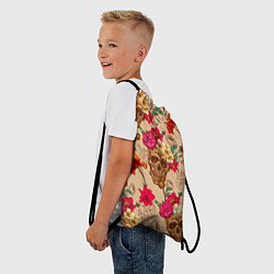 Рюкзак-мешок Черепа в цветах, цвет: 3D-принт — фото 2
