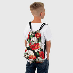 Рюкзак-мешок Черепки и розы, цвет: 3D-принт — фото 2