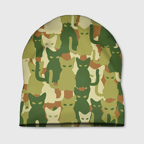 Шапка Камуфляж- зелёные кошки / 3D-принт – фото 1