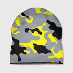 Шапка Yellow & Grey Camouflage, цвет: 3D-принт