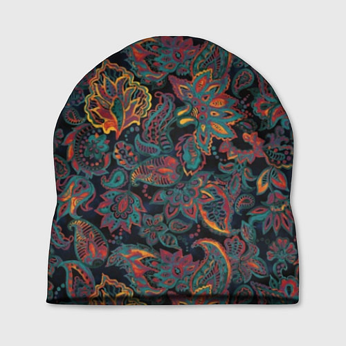 Шапка Узор пейсли на черном / 3D-принт – фото 1