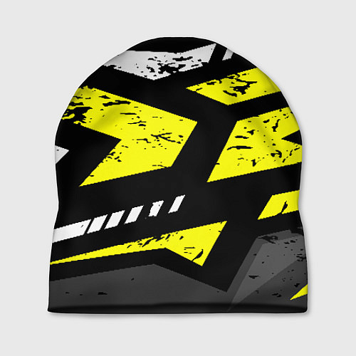 Шапка Black yellow abstract sport style / 3D-принт – фото 1