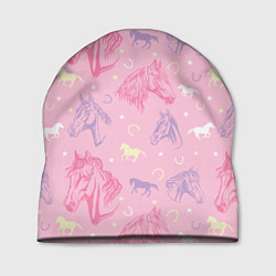 Шапка Лошади на розовом фоне, цвет: 3D-принт