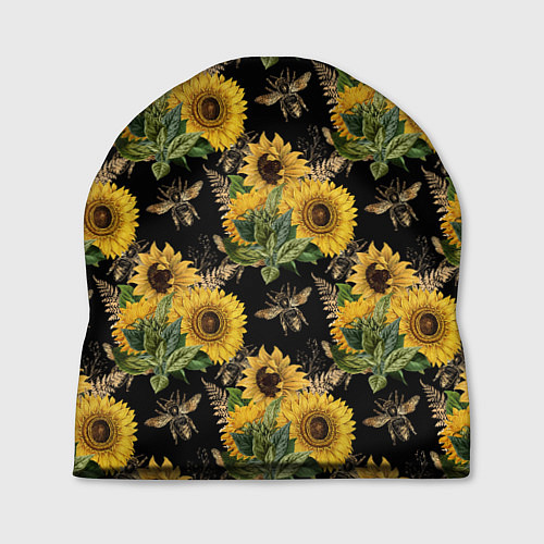 Шапка Fashion Sunflowers and bees / 3D-принт – фото 1