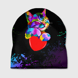 Шапка РАДУЖНЫЙ КОТИК RAINBOW KITTY, цвет: 3D-принт