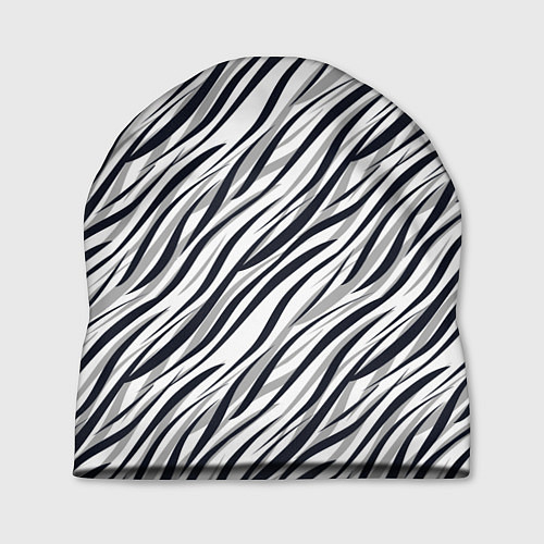 Шапка Черно-белый полосатый тигровый / 3D-принт – фото 1