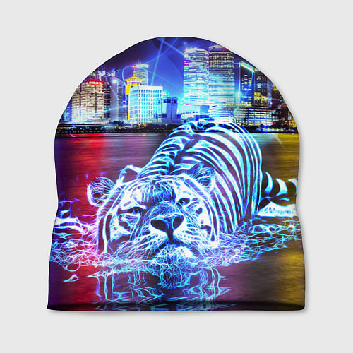 Шапка Плывущий неоновый тигр / 3D-принт – фото 1