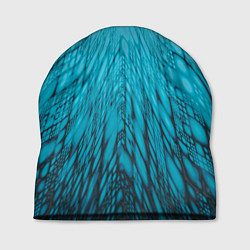 Шапка Коллекция Rays Лучи Голубой и черный Абстракция 65, цвет: 3D-принт