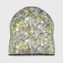 Шапка Разная Денежная Валюта Доллары, Евро, Франки, цвет: 3D-принт
