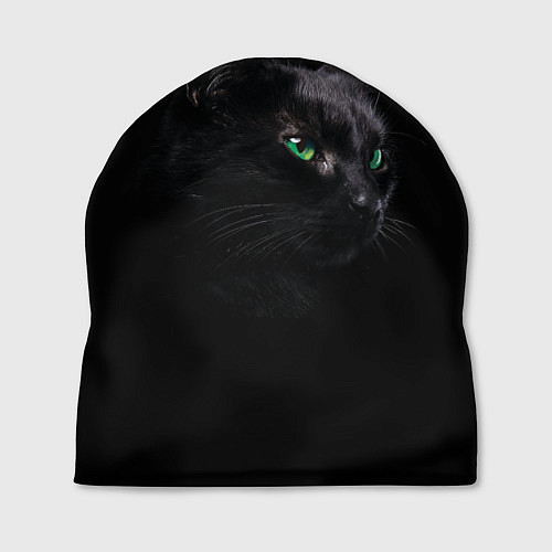 Шапка Черна кошка с изумрудными глазами / 3D-принт – фото 1