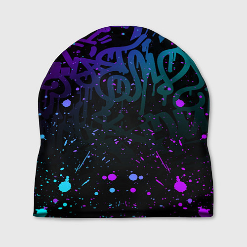 Шапка НЕОНОВОЕ ГРАФФИТИ НЕОНОВЫЕ БРЫЗГИ / 3D-принт – фото 1