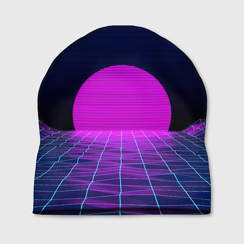 Шапка Закат розового солнца Vaporwave Психоделика / 3D-принт – фото 1