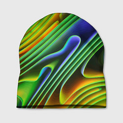 Шапка Цветные неоновые полосы Абстракция Color neon patt, цвет: 3D-принт