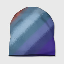 Шапка Полосатый коричнево-голубой паттерн, цвет: 3D-принт