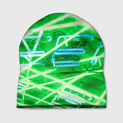 Шапка Неоновые лучи и буквы - Зелёный, цвет: 3D-принт