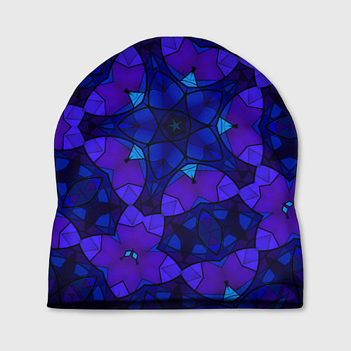 Шапка Калейдоскоп -геометрический сине-фиолетовый узор / 3D-принт – фото 1