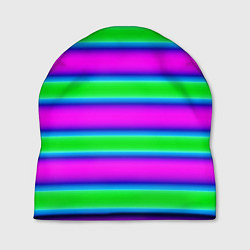 Шапка Зеленый и фиолетовые яркие неоновые полосы striped