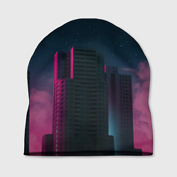 Шапка Неоновые небоскрёбы - Розовый, цвет: 3D-принт